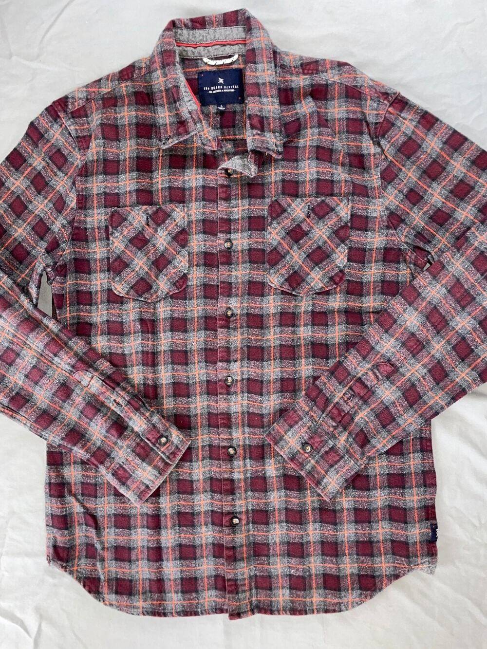 Roark Revival Long Sleeve Button Front Flannel Shirt. Men's Size L, GUC!